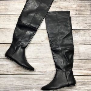 Qupid | Black Over the Knee Flat Boots